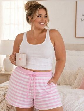 Draper James 1X Stripe Pajama Shorts NWT Cotton Drawstring Lounge Sleepwear